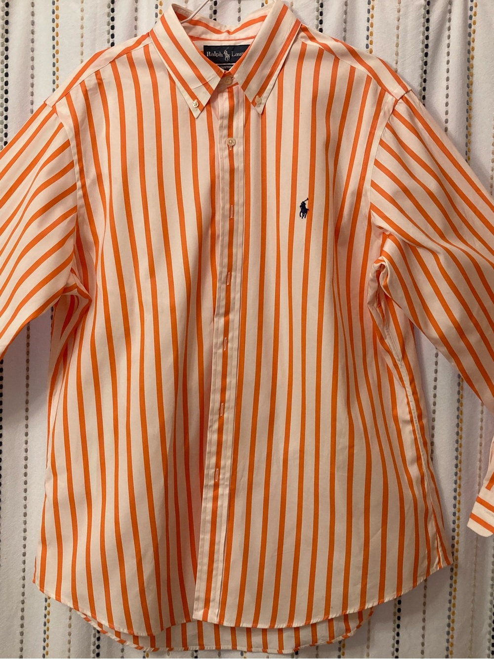 Ralph Lauren Orange & White Striped Button-Down Shirt XLT